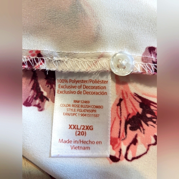 4 for $30 🌈 Faded Glory bohemian floral print tie neck blouse size XXL (20) - Picture 6 of 7